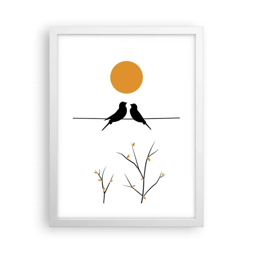 Plakat i hvid ramme - Nattergal - 30x40 cm