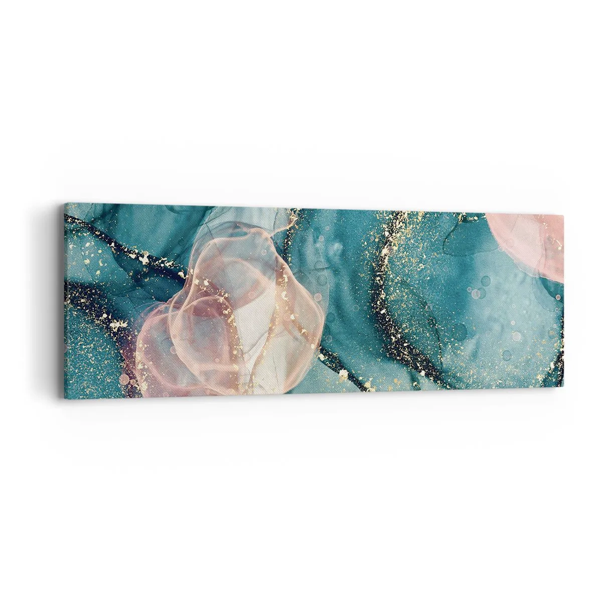Lærredstryk - Billede på lærred - Silkeblå, tyl lyserød - 90x30 cm