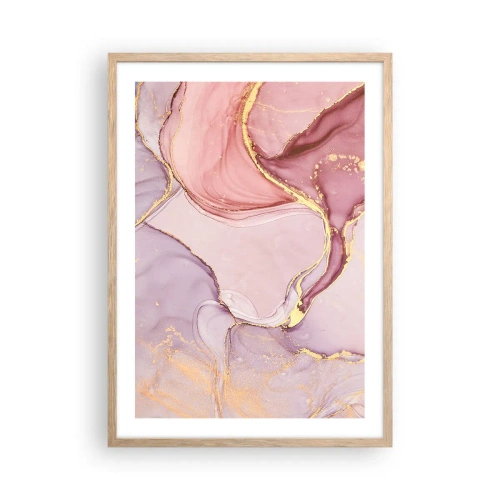 Plakat i ramme af lyst egetræ - Et kærtegn af farver - 50x70 cm