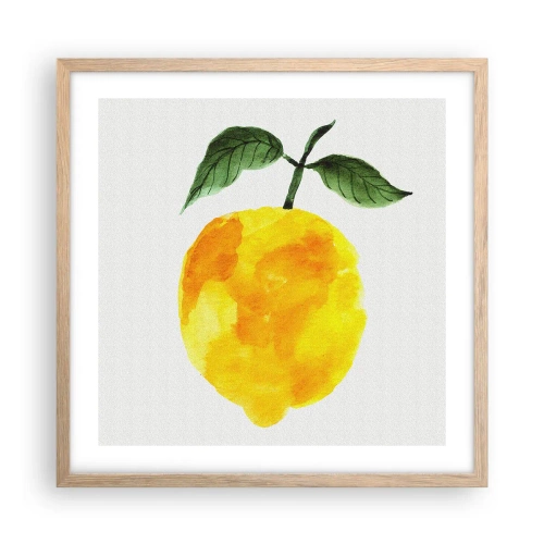 Plakat i ramme af lyst egetræ - Hvordan man kender smagen af solen - 50x50 cm