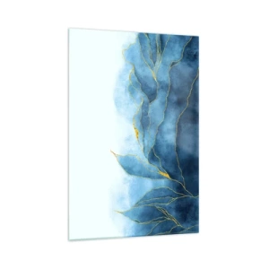 Billede på glas - Blå i guld - 70x100 cm