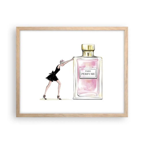 Plakat i ramme af lyst egetræ - Essensen af kvindelighed - 50x40 cm