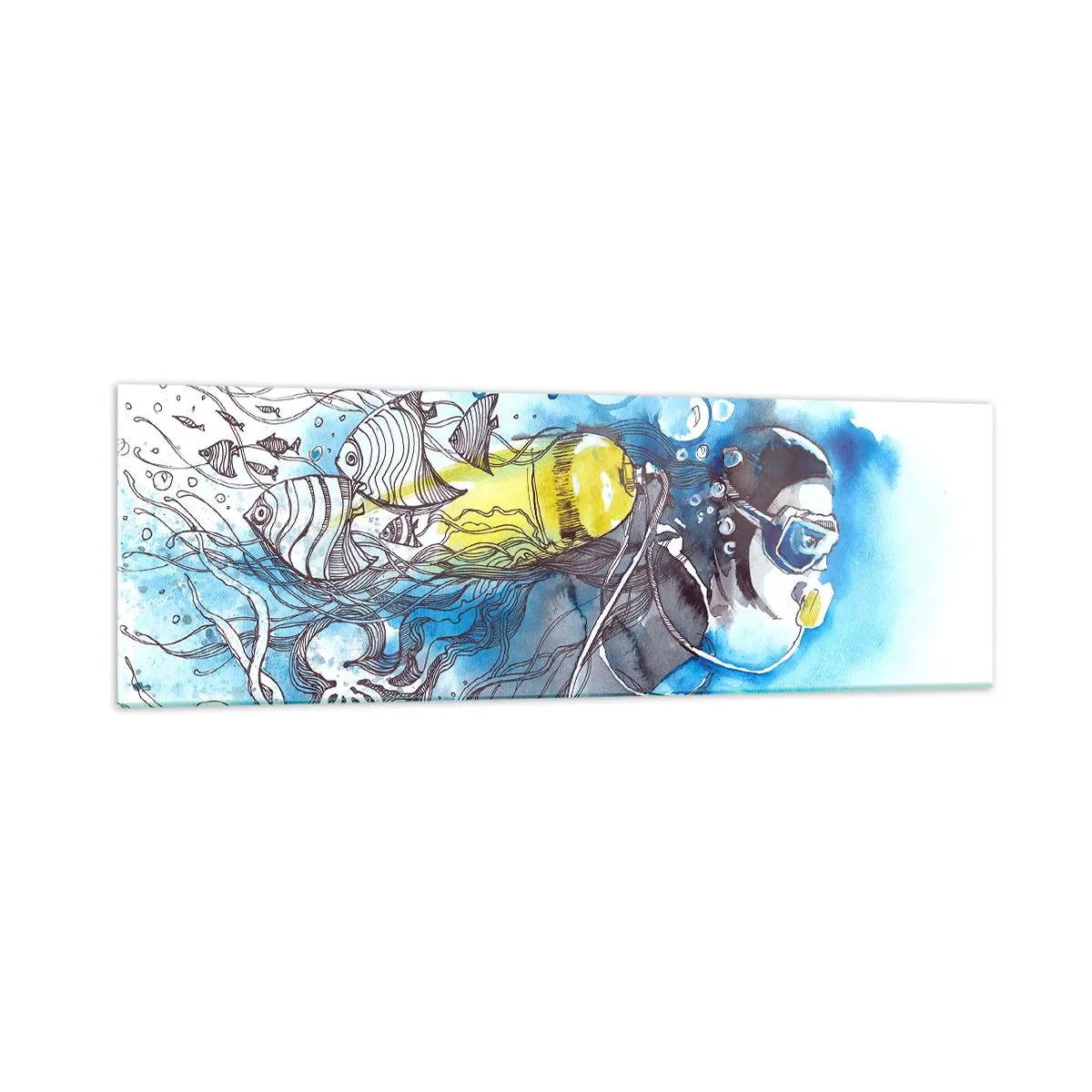 Billede på glas - Stor blå - 160x50 cm