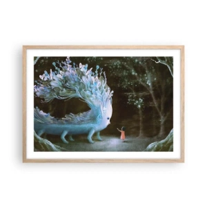 Plakat i ramme af lyst egetræ - Et fantastisk møde - 70x50 cm