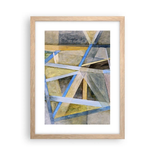 Plakat i ramme af lyst egetræ - Lige eller skråt? - 30x40 cm