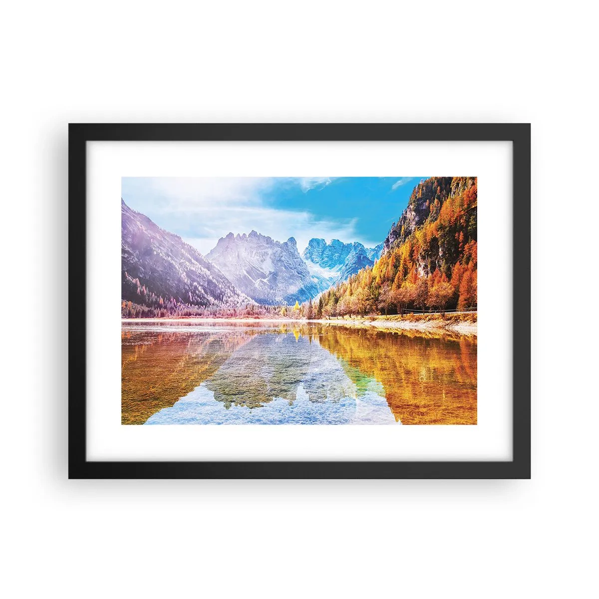 Plakat i sort ramme - Og det er allerede efterår i bjergene - 40x30 cm