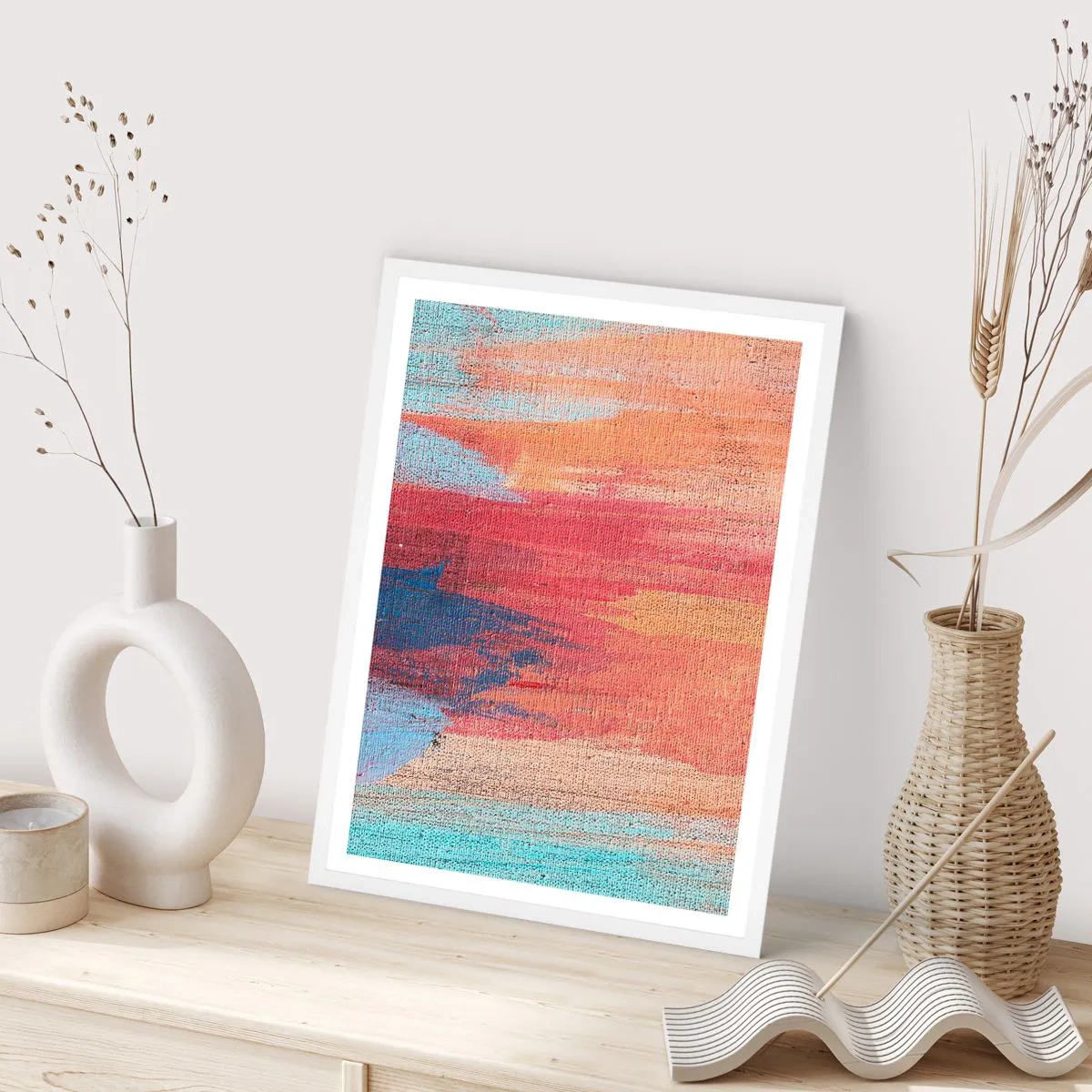 Plakat i hvid ramme - Lad en regnbue flyde - 70x100 cm