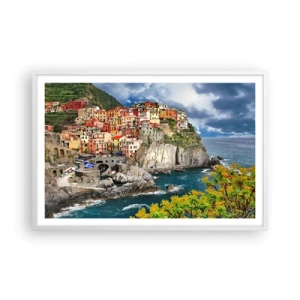 Plakat i hvid ramme - En klynge klæber sig til klipperne - 91x61 cm