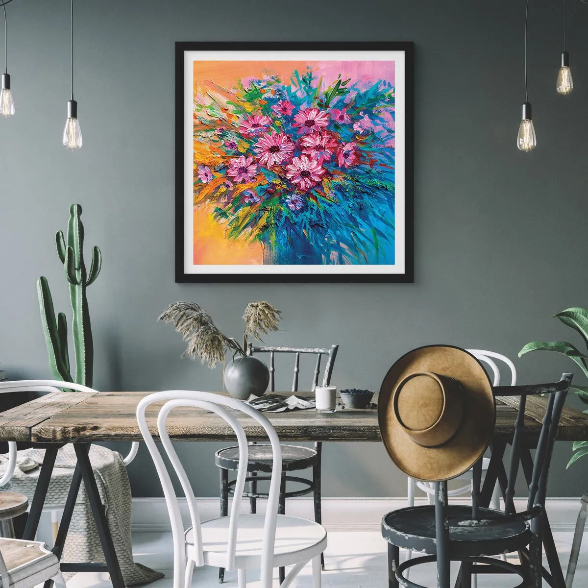 Plakat i sort ramme - Livets energi - 50x50 cm