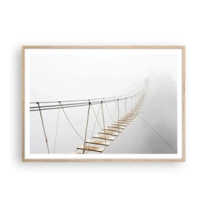Plakat i ramme af lyst egetræ - Hvor vil det føre dig hen? - 100x70 cm