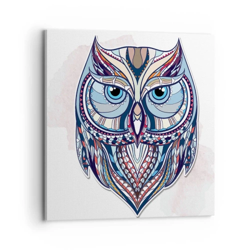 Lærredstryk - Billede på lærred - Kunstnerisk ornamental ugle - 70x70 cm