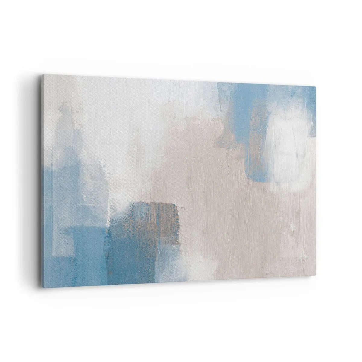 Lærredstryk - Billede på lærred - Lyserød abstraktion bag et slør af blåt - 120x80 cm