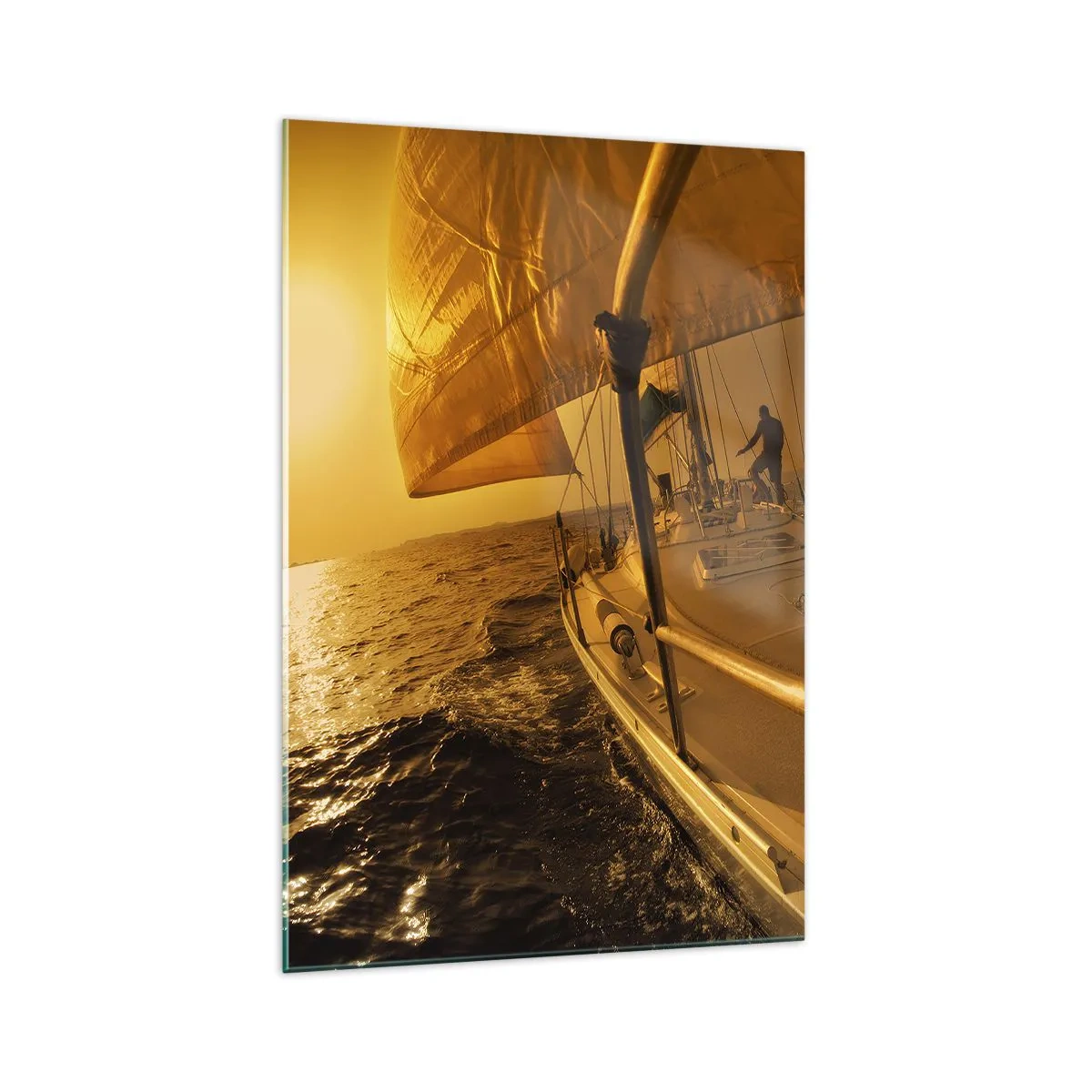 Billede på glas - En gylden aften efter en broget dag - 70x100 cm