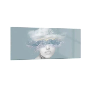 Billede på glas - Med hovedet i skyerne - 100x40 cm