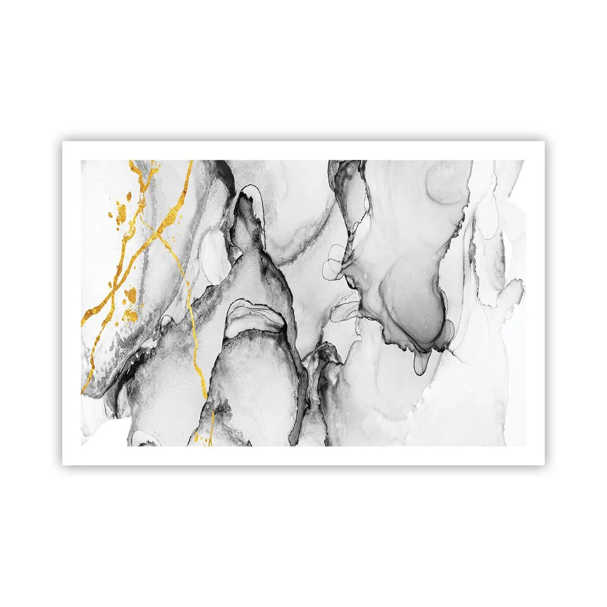 Plakat - Sammensætning med guldmotiv - 91x61 cm