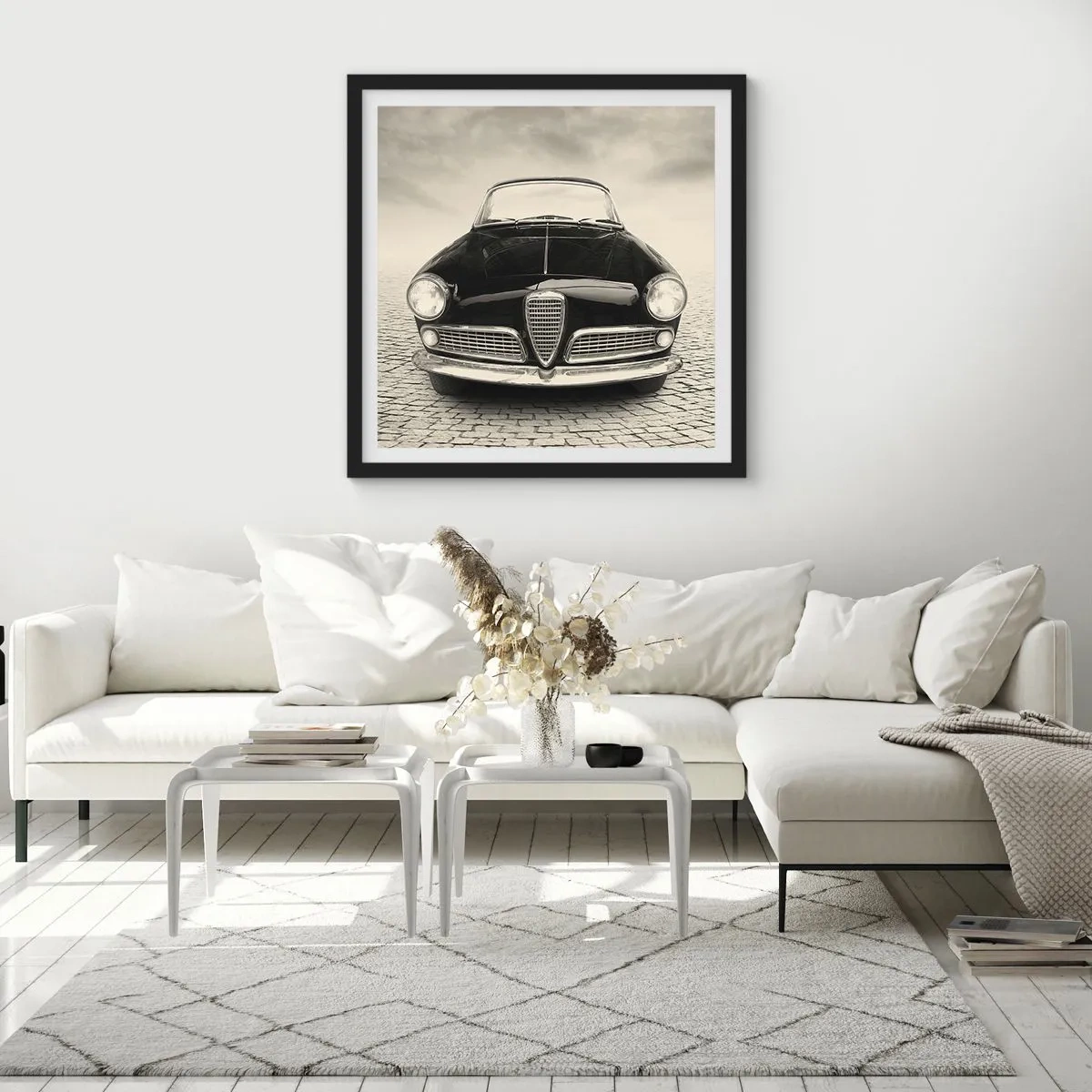 Plakat i sort ramme - Og hvordan kan man ikke elske mig? - 50x50 cm