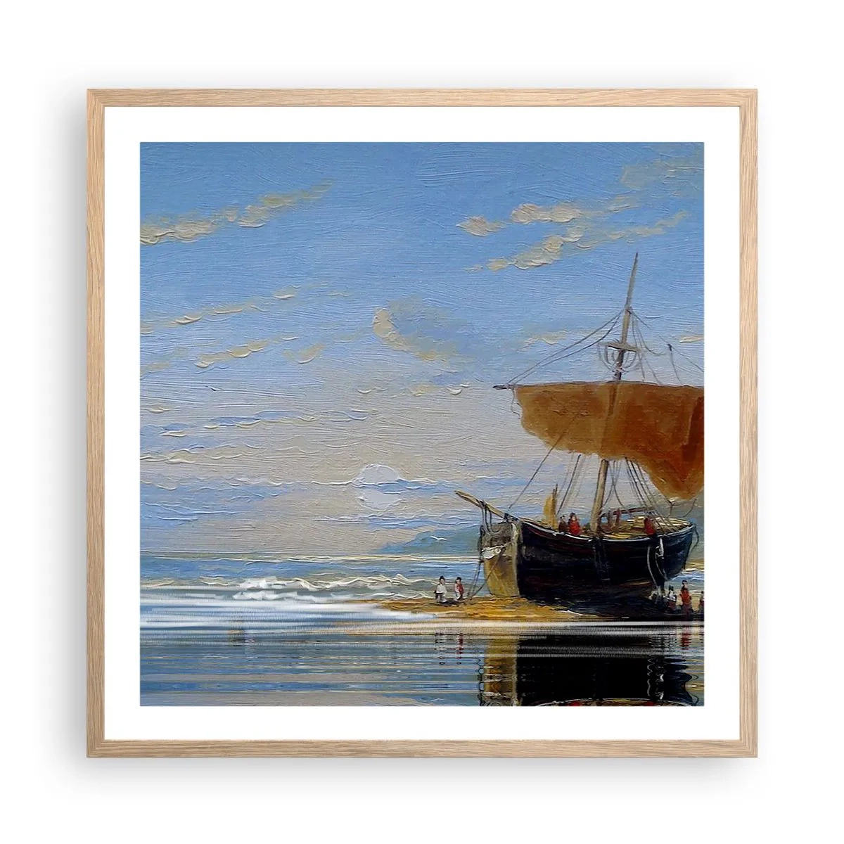 Plakat i ramme af lyst egetræ - Vand, jord, luft - 60x60 cm