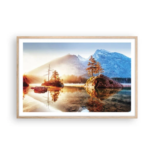 Plakat i ramme af lyst egetræ - Naturen i et nyt lys - 91x61 cm