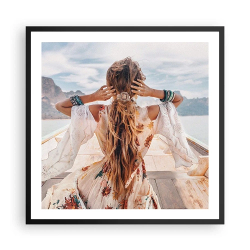 Plakat i sort ramme - På vej mod lykken - 60x60 cm