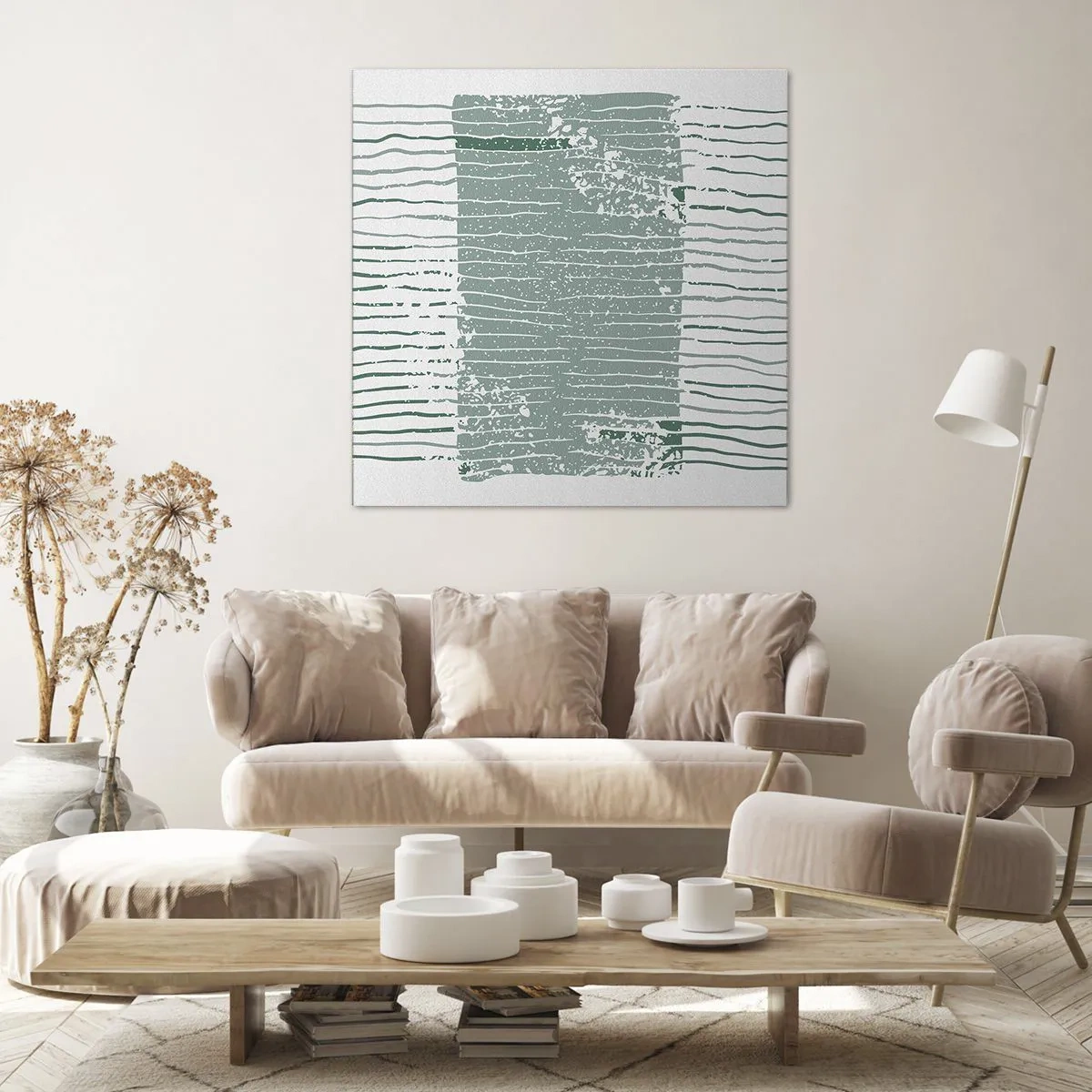 Lærredstryk - Billede på lærred - Marin abstraktion - 60x60 cm