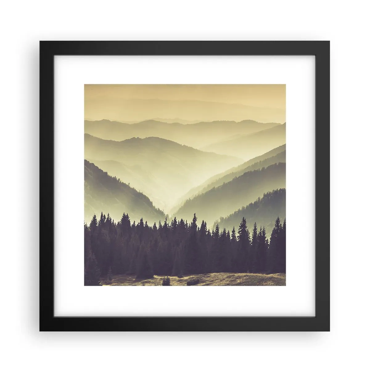 Plakat i sort ramme - Bag de syv bjerge... - 30x30 cm