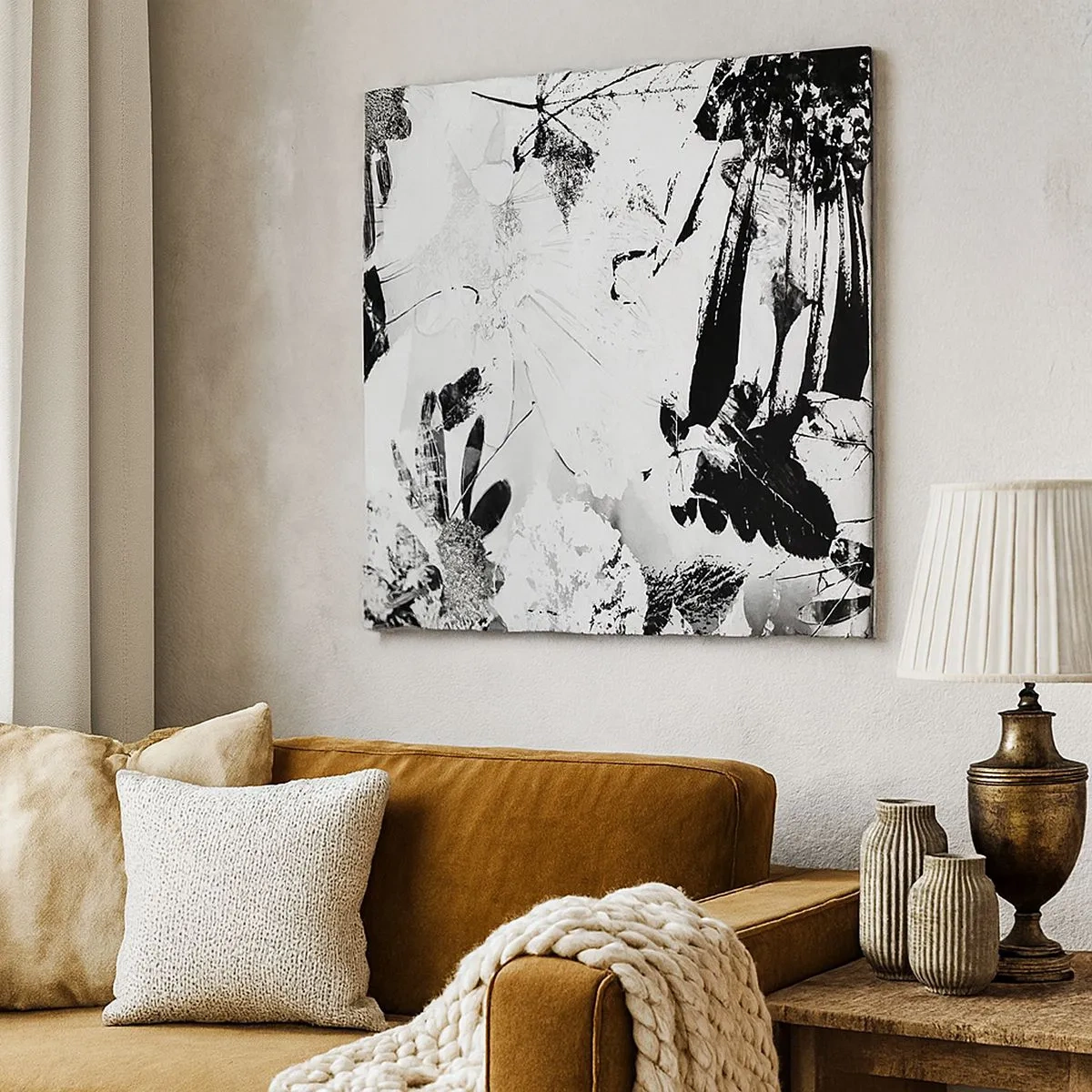 Lærredstryk - Billede på lærred - Efterår i det negative - 30x30 cm