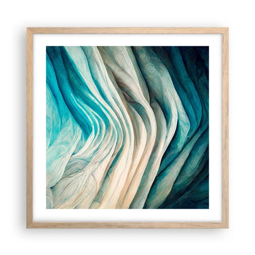 Plakat i ramme af lyst egetræ - Blå umættelighed - 50x50 cm