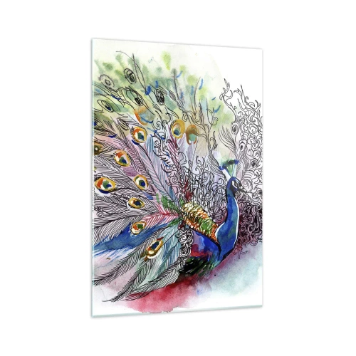 Billede på glas - Med stolthed mod grå  - 70x100 cm