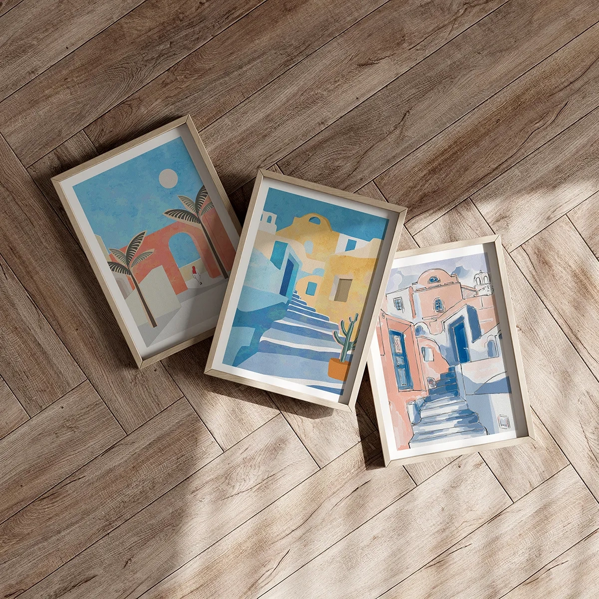 Plakat i ramme af lyst egetræ - En arabisk dag - 50x70 cm