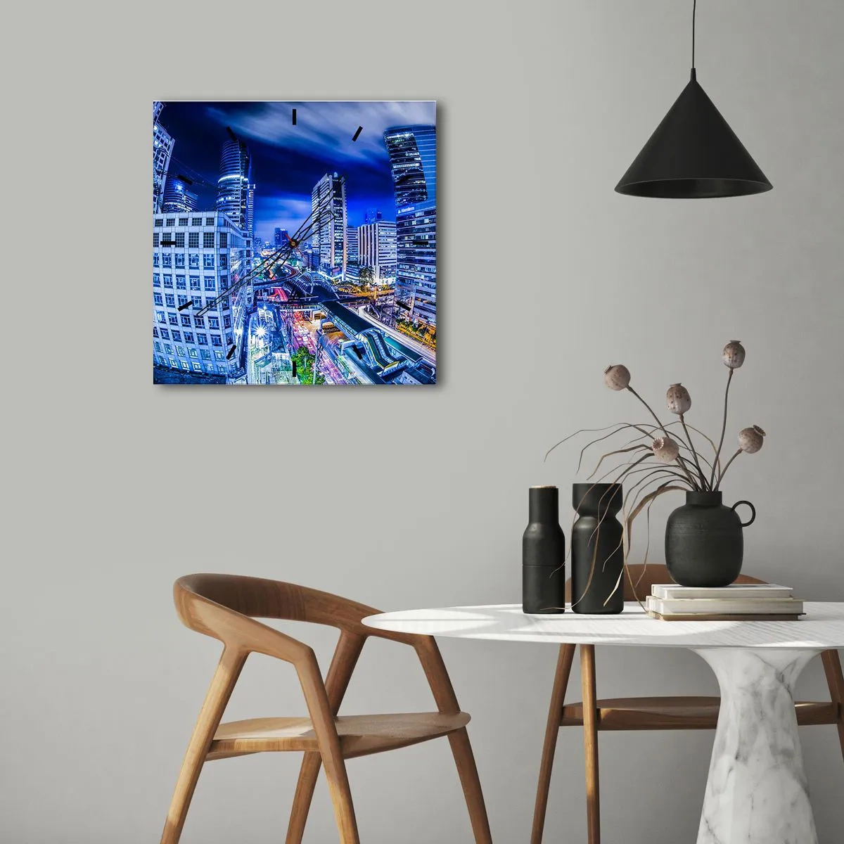 Vægur, Uret - Nattens rytmer i byen - 40x40 cm