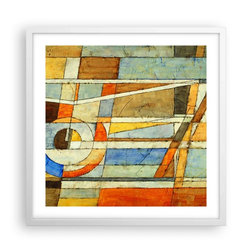 Plakat i hvid ramme - Kubisme på en byggeplads - 50x50 cm