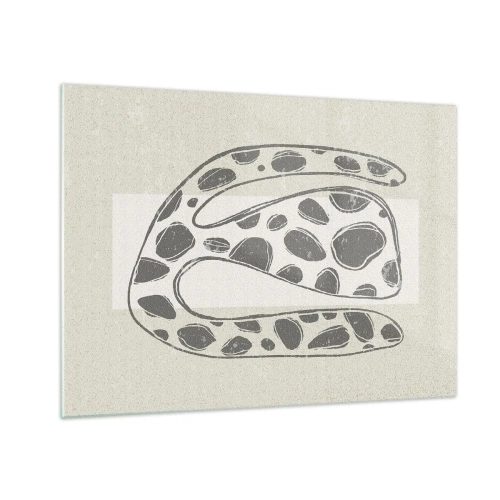 Billede på glas - En fantasifuld organisk form i grå nuancer på beige - 70x50cm - Bizart væsen - Moderne vægdekoration til stue og soveværelse ARTTOR