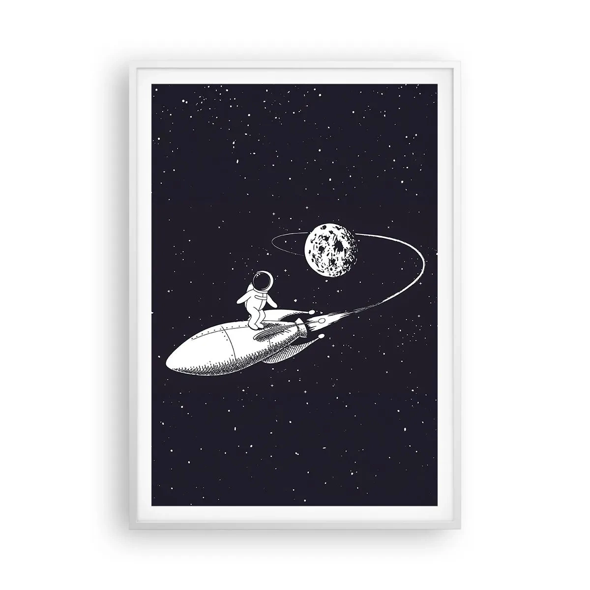 Plakat i hvid ramme - Space surfer - 70x100 cm