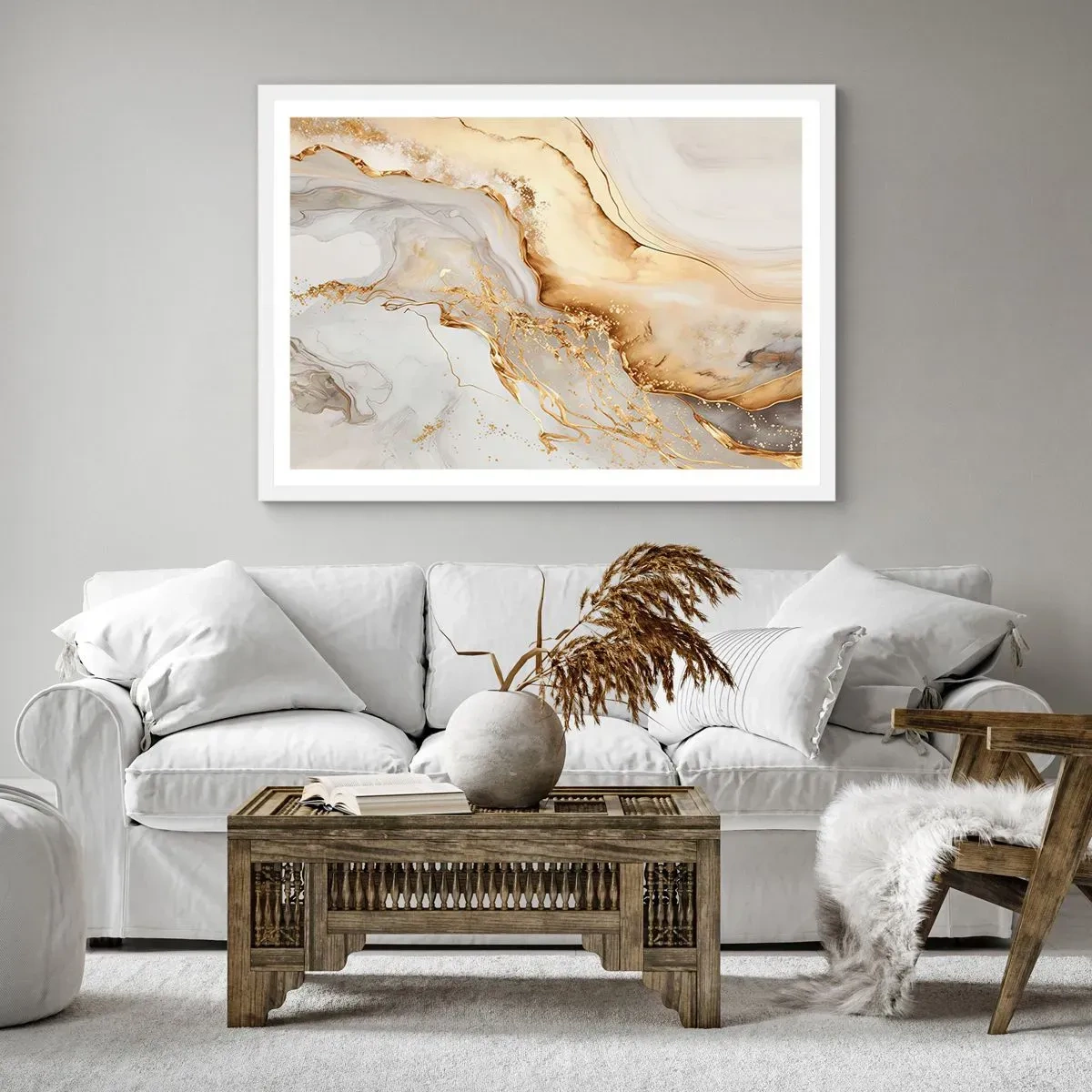 Plakat i hvid ramme - Abstraktion: skønhed og godhed - 40x30 cm