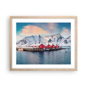 Plakat i ramme af lyst egetræ - Nordlig tilbagetrækning - 50x40 cm