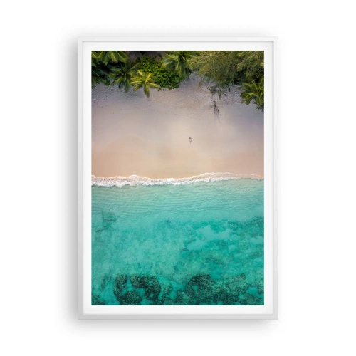 Plakat i hvid ramme - Paradis strand - 70x100 cm