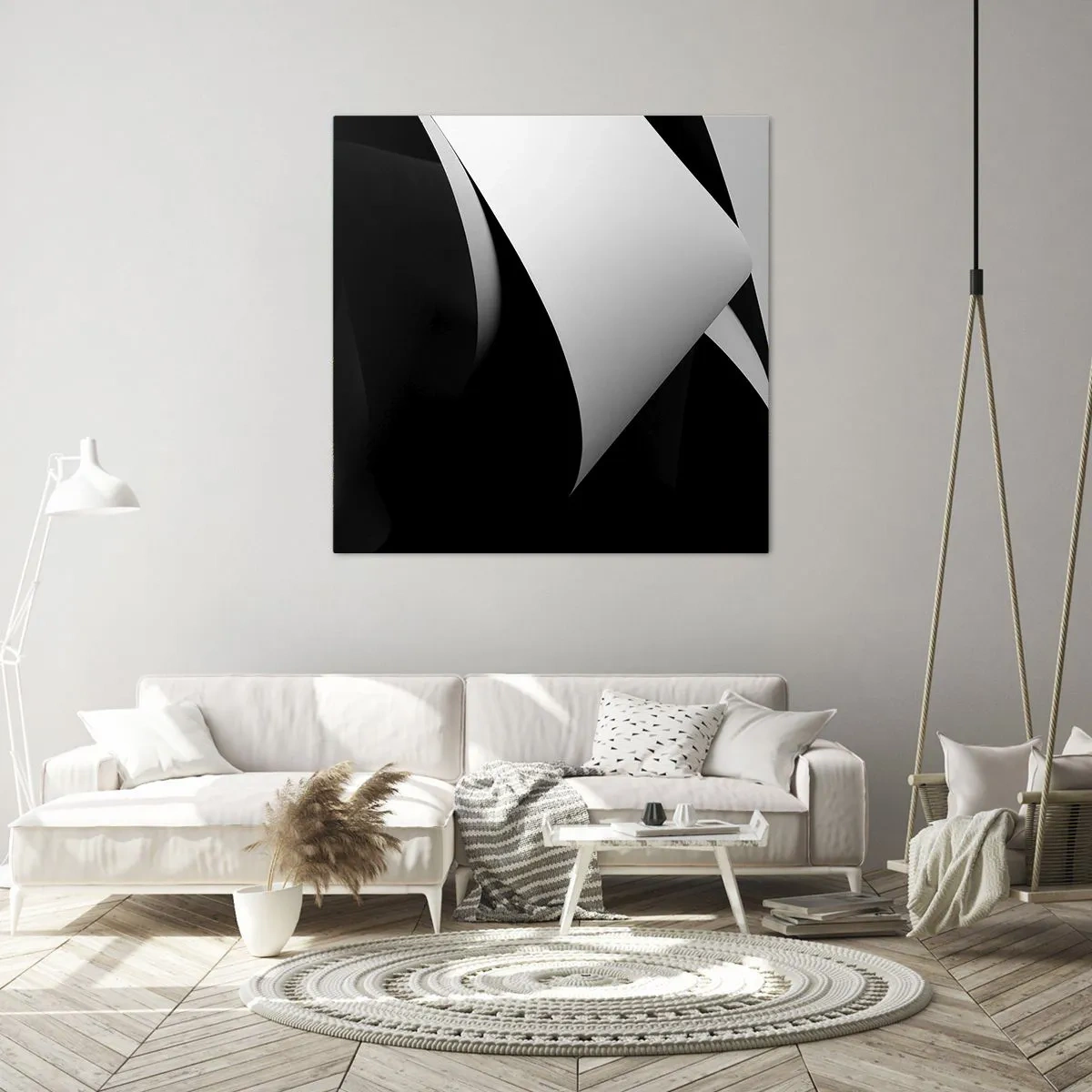 Lærredstryk - Billede på lærred - Lysflader fra skyggernes dybder - 60x60 cm