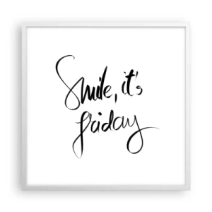 Plakat i hvid ramme - Ægte glæde - 60x60 cm