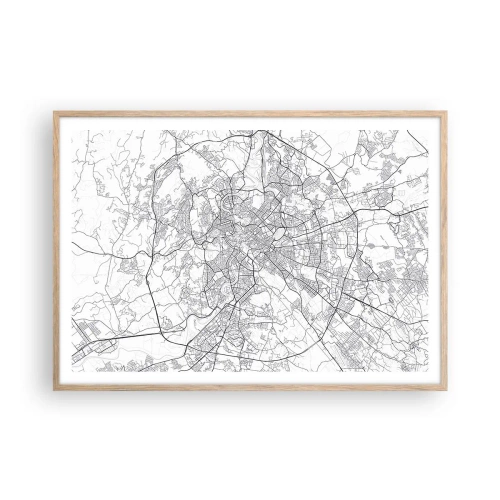 Plakat i ramme af lyst egetræ - Romersk cirkel - 100x70 cm