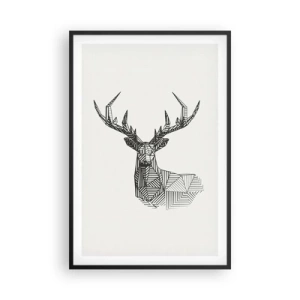 Plakat i sort ramme - Hjorte i kubistisk stil - 61x91 cm