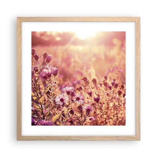 Plakat i ramme af lyst egetræ - Før sommeren er forbi - 40x40 cm