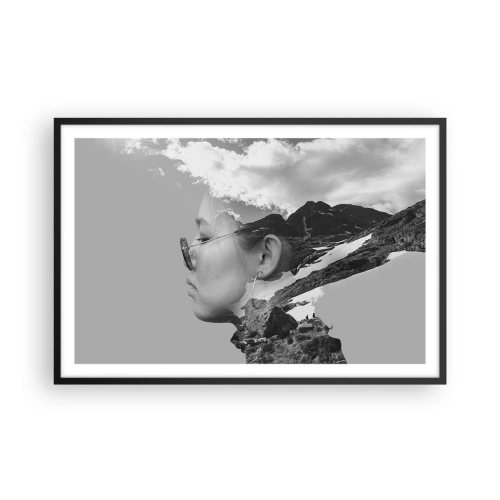 Plakat i sort ramme - Portræt af toppen og skyen - 91x61 cm