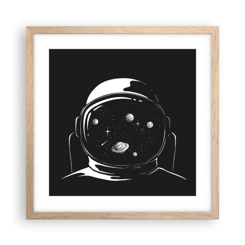 Plakat i ramme af lyst egetræ - Flot udsigt - 40x40 cm