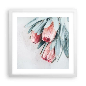 Plakat i hvid ramme - Skammer sig over deres egen skønhed - 40x40 cm