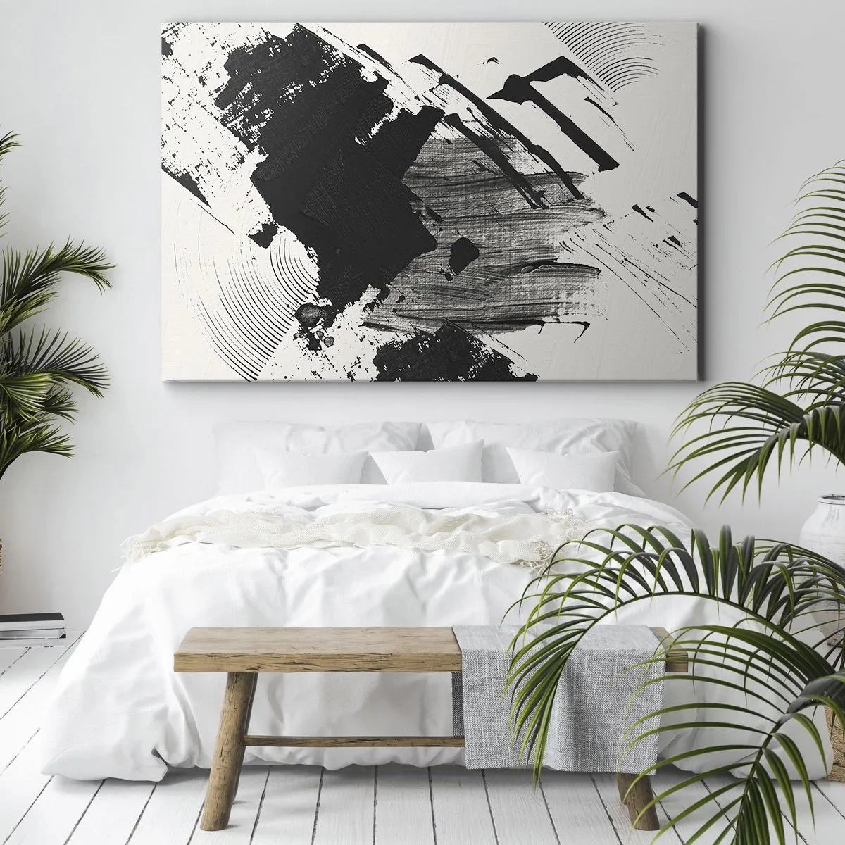 Lærredstryk - Billede på lærred - Abstraktion - det sortes udtryk - 120x80 cm