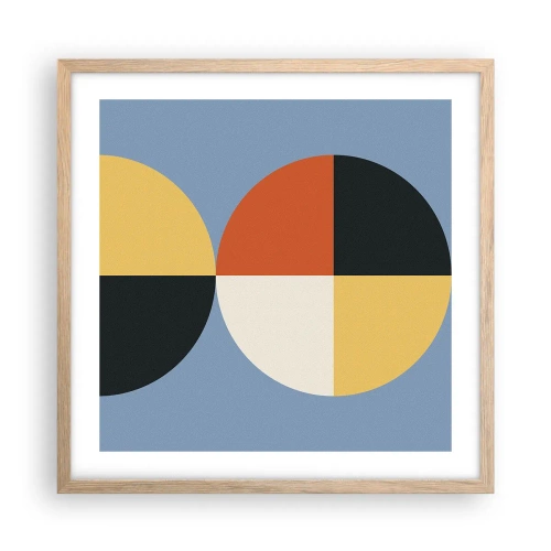 Plakat i ramme af lyst egetræ - Se og tæl - 50x50 cm