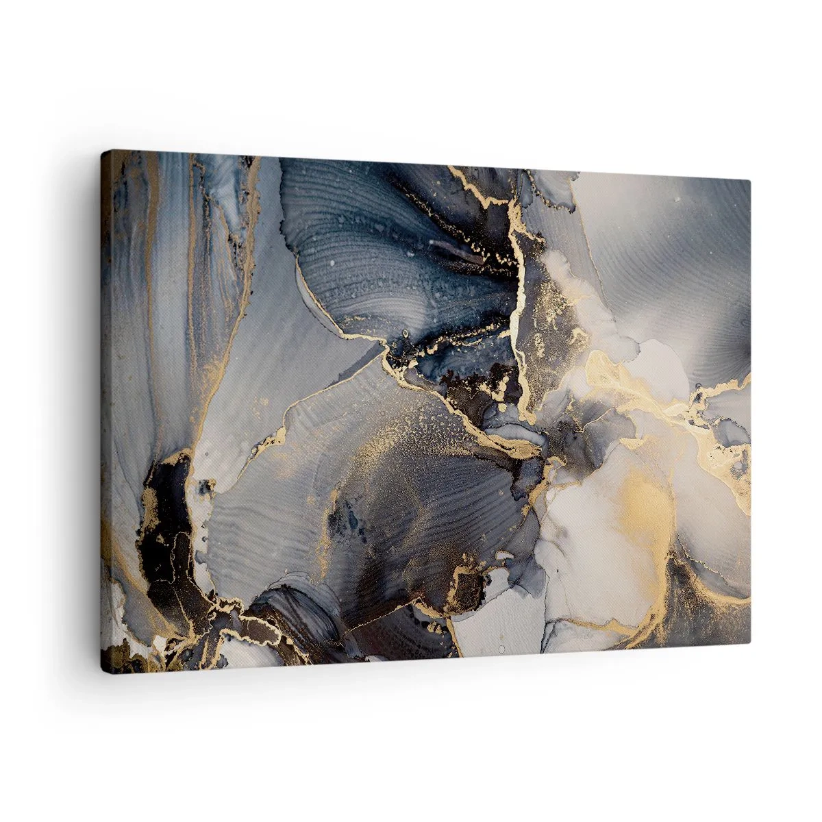 Lærredstryk - Billede på lærred - Abstrakt guld og grå på lærred - 70x50cm - Livet af sten - Moderne vægdekoration til stue og soveværelse ARTTOR