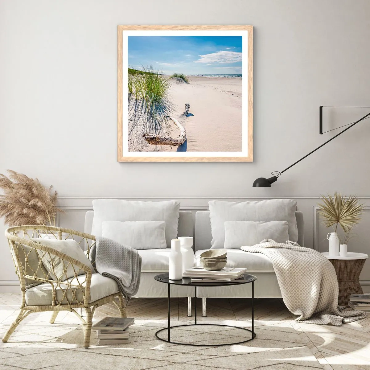 Plakat i ramme af lyst egetræ - Den smukkeste? Baltisk - 40x40 cm