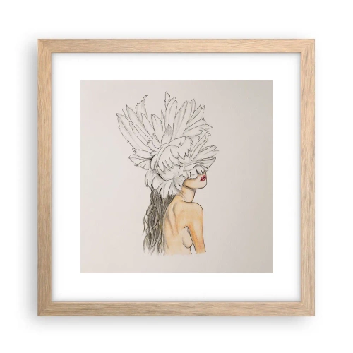 Plakat i ramme af lyst egetræ - Skønhed kronet - 30x30 cm
