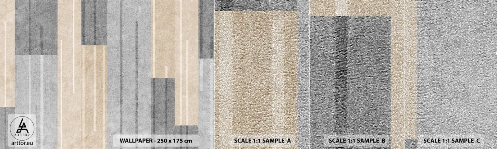 Prøve Fototapet Premium Sand - Komposition: hold den lodret - Abstraktion, Linjer, Pastel - 100x30 cm